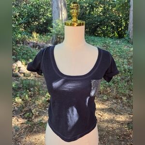 Hollister Y2K Navy Blue Crop Top with Sequin‎ Pocket